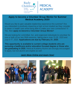 Hello everyone, I have a volunteer opportunity for Group Mentor for Summer Medical Academy (SMA) 202